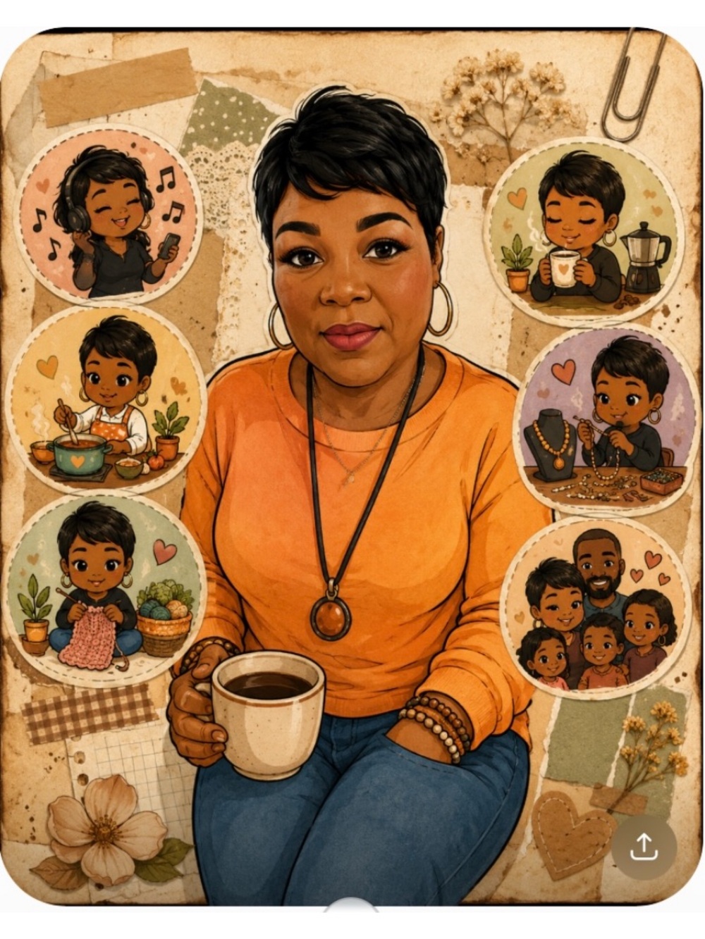 Personalized Home Art Portrait - Orange and Blue Illustration